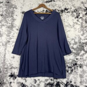 Chicos The Ultimate‎ Tee Womens Size PM Blue V-Neck Comfort